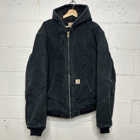 Vintage Carhartt Quilted Hooded Active Jacket “Black” J140 - Picture 1 of 10